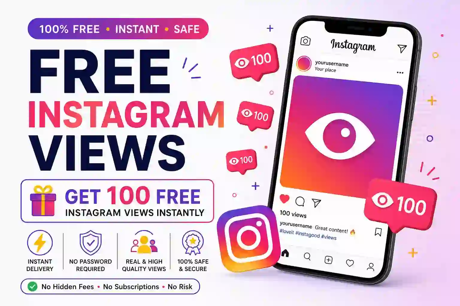 How to get 100 free Instagram views instantly without password or credit card - Subwish promo code STARTNOW